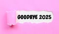 Goodbye 2025 Text on Torn Paper. A creative image showing the words GOODBYE 2025 written on a white background Royalty Free Stock Photo